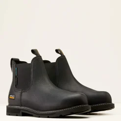 Ariat Pull-On Arbeitsschuhe|Wasserdichte Schuhe*Groundbreaker Chelsea Waterproof Steel Toe Work Boot BLACK