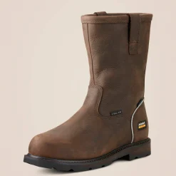 Ariat Pull-On Arbeitsschuhe|Wasserdichte Schuhe*Groundbreaker Steel Toe Pull-On Waterproof Work Boot DARK BROWN