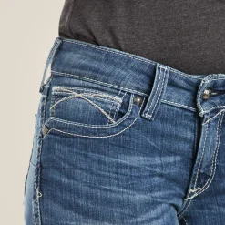 Ariat Denim|Denim*R.E.A.L. Mid Rise Icon Stackable Straight Leg Jean RAINSTORM