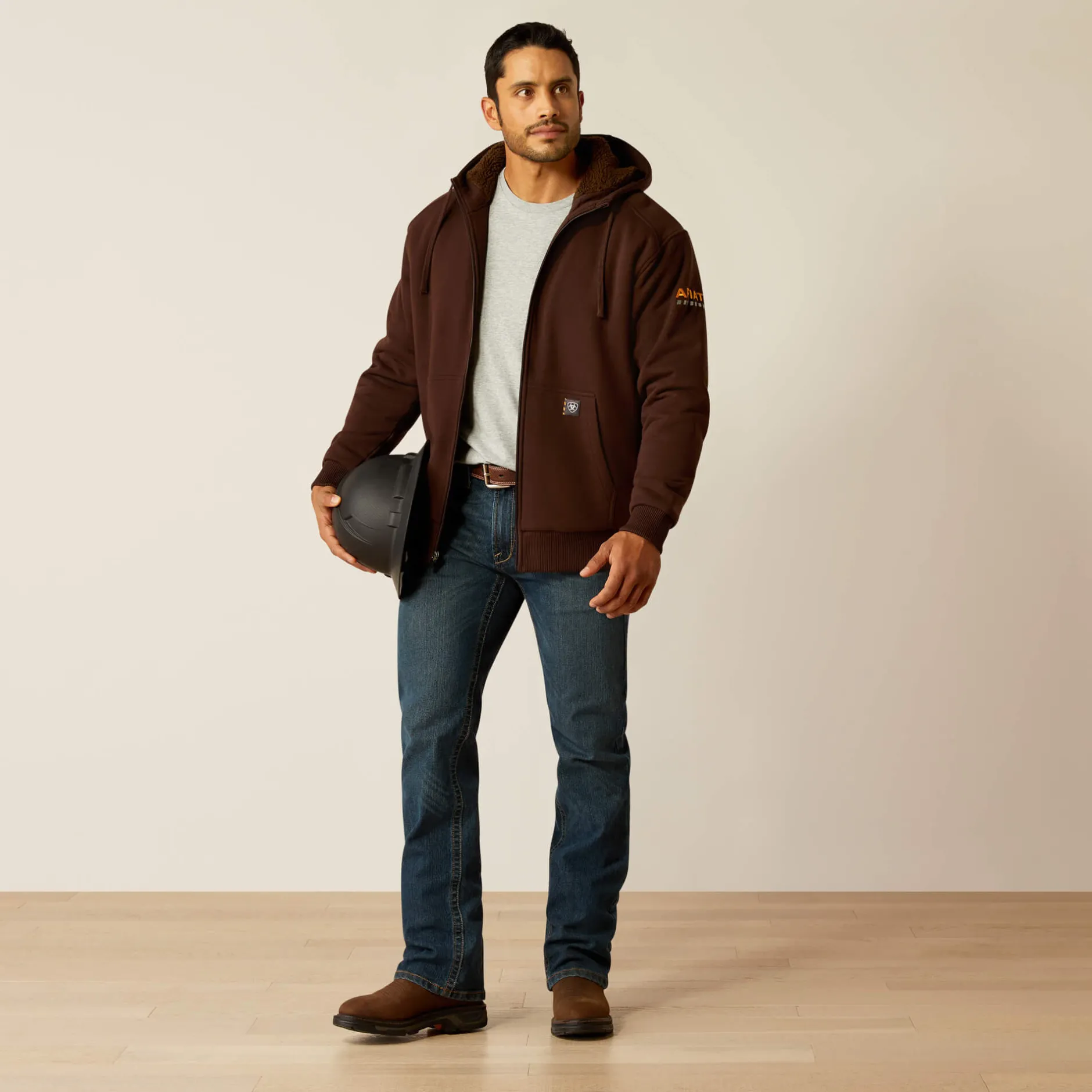 Ariat Hoodies & Sweatshirts|Work*Rebar All-Weather Sherpa-Lined Full Zip Hoodie COFFEE BEAN