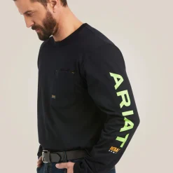 Ariat Tops & T-Shirts|Work*Rebar Workman Logo T-Shirt BLACK/LIME