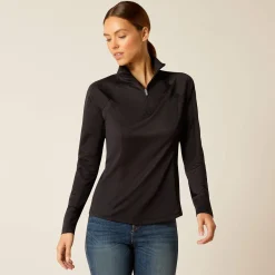 Ariat Oberteile & T-Shirts*Sunstopper 3.0 1/4 Zip Baselayer BLACK