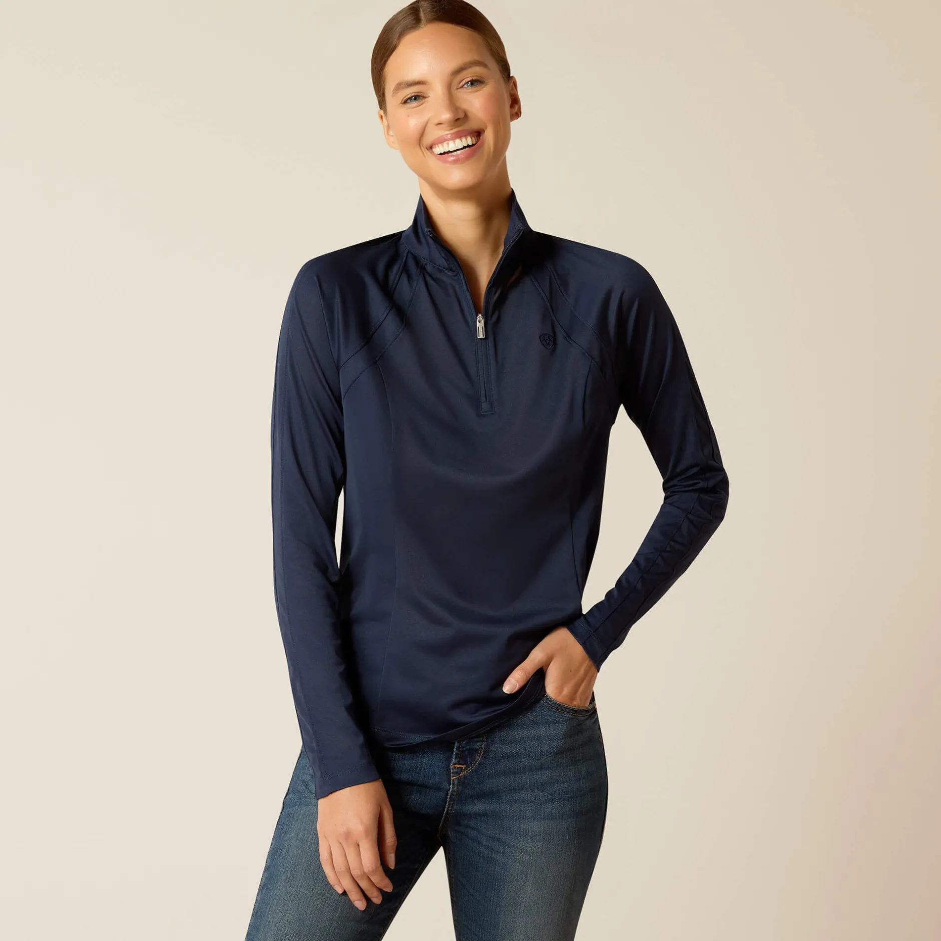 Ariat Oberteile & T-Shirts*Sunstopper 3.0 1/4 Zip Baselayer NAVY