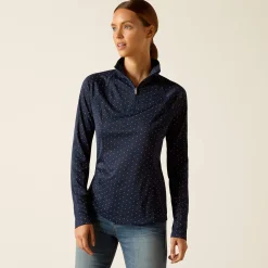 Ariat Oberteile & T-Shirts*Sunstopper 3.0 1/4 Zip Baselayer NAVY DOT