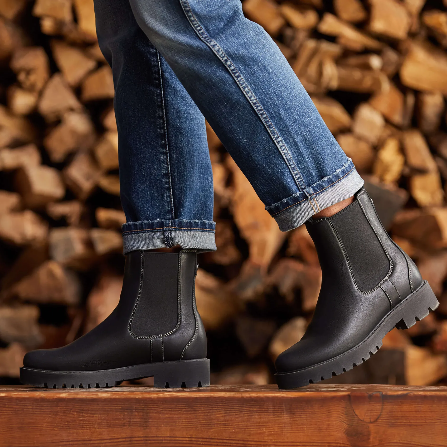 Ariat Wasserdichte Schuhe|Country*Wexford Lug Mid Waterproof Chelsea Boot JET BLACK